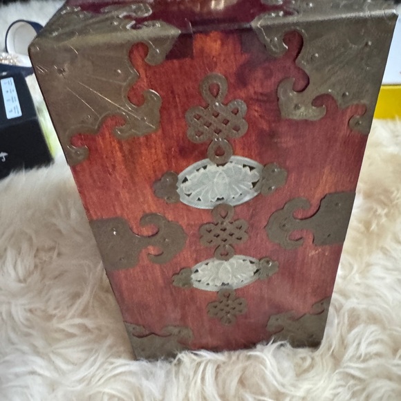 Vintage Wooden Jewelry Box with Brass Accents - Picture 3 of 8